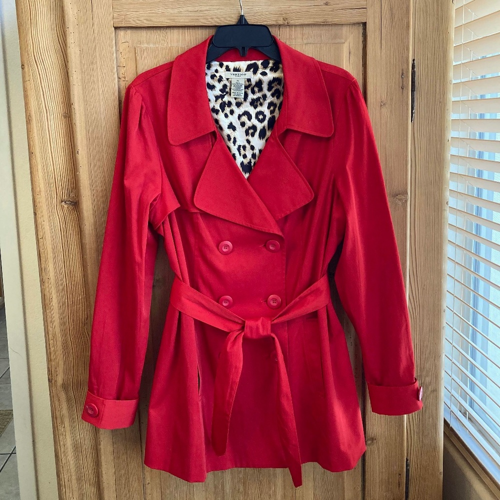 VERTIGO PARIS RED TRENCH COAT Size XL , NWOT